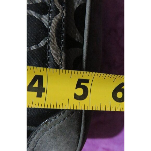 COACH 2005 Chelsea Black & Gray Signature Canvas & Suede Demi Sufflette Baguette - Picture 10 of 10